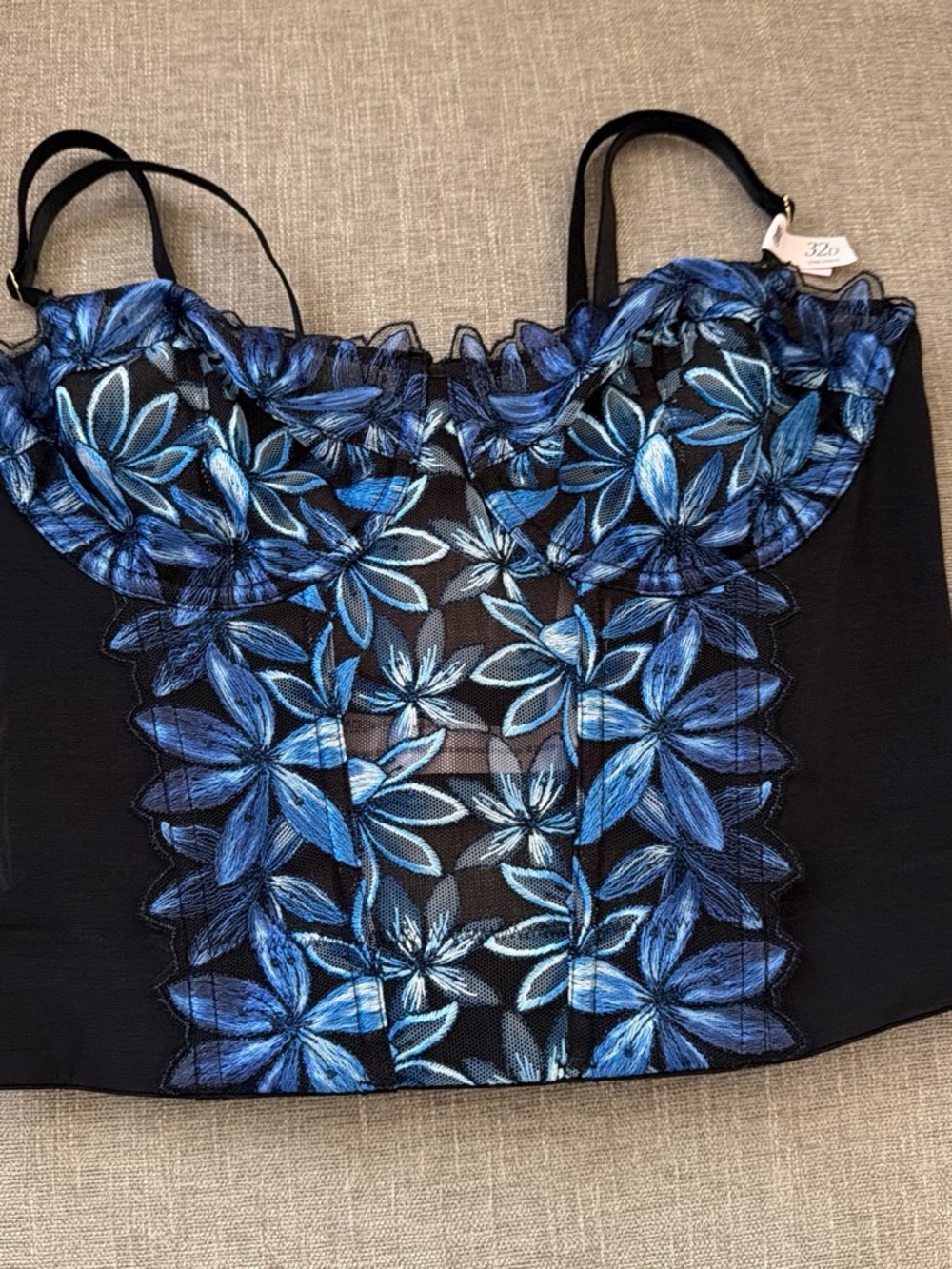 Victoria's Secret Blue Floral Lace Bustier Camisole